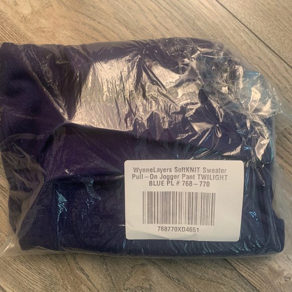 NWT WYNNELAYERS SOFT KNIT SWEATER PULL-ON JOGGER PANTS TWILIGHT BLUE PL - Picture 9 of 11